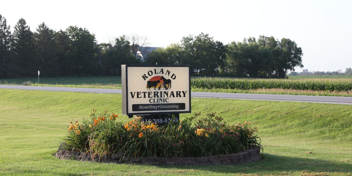 Roland Veterinary Clinic sign